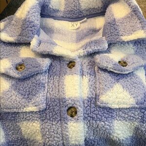 Roxy Lavender and White Sherpa Plaid Jacket for Kids